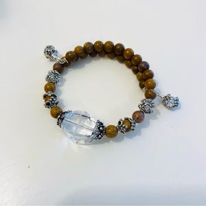 Wood Jasper & Swarovski Wrap Bracelet